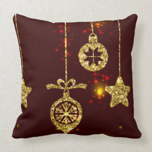 Coussin Joyeux Noël Rouge Fête Parties scintillant Parklin