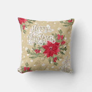 Coussin Joyeux Noël Rouge Poinsettia