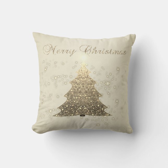 Coussin Joyeux Noël,Sapin de Noël,Paillettes (Recto)