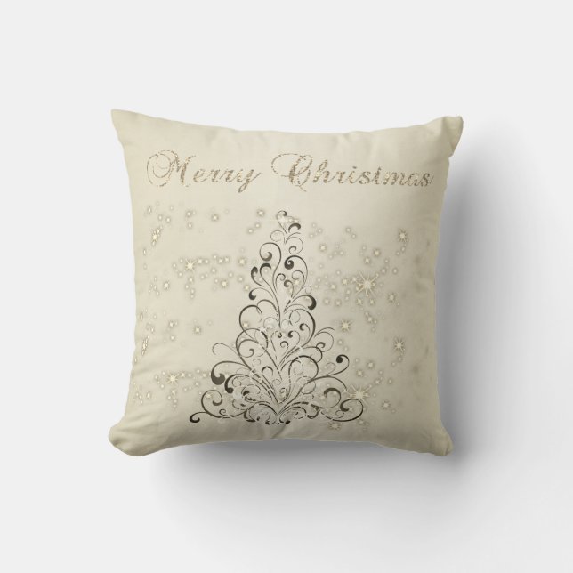 Coussin Joyeux Noël,Sapin de Noël,Paillettes (Recto)