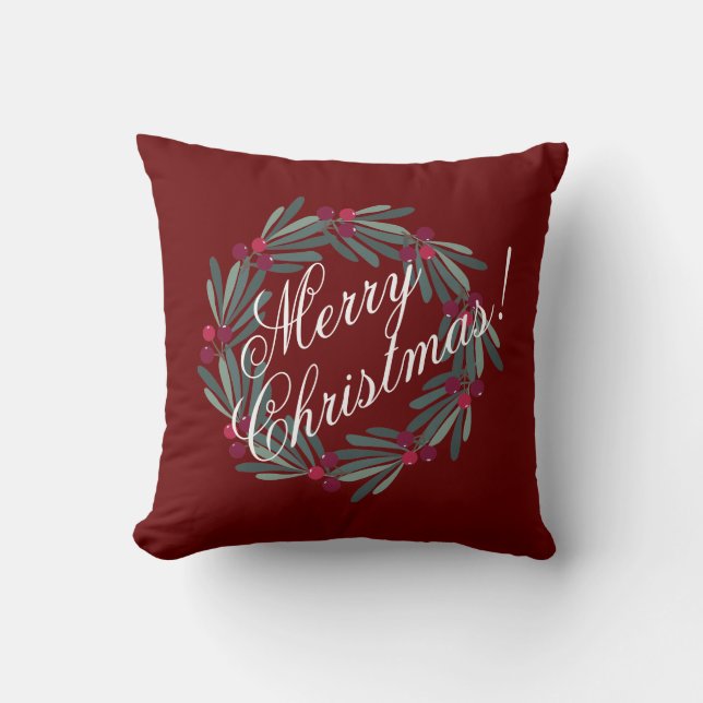 Coussin Joyeux Noël Script Joli Festif Rouge (Recto)