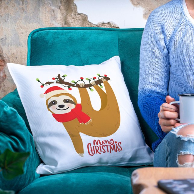 Coussin Joyeux Noël Sloth | Vacances (Créateur téléchargé)