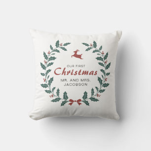 Coussin Joyeux Noël sur mesure Courbe de Noël