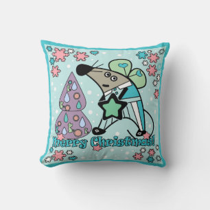 Coussin Joyeux Noël Symbole du Nouvel An Souris Caricature
