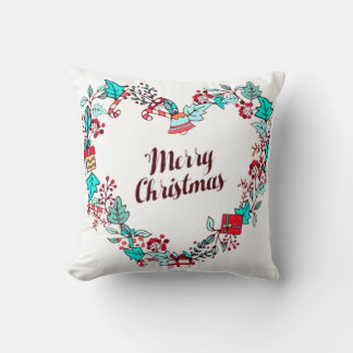 Coussin Joyeux Noël Typographie de Noël Forme cardiaque