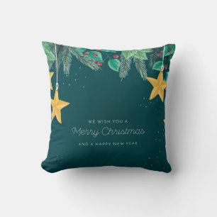 Coussin Joyeux Noël vert et une bonne bannière du Nouvel A