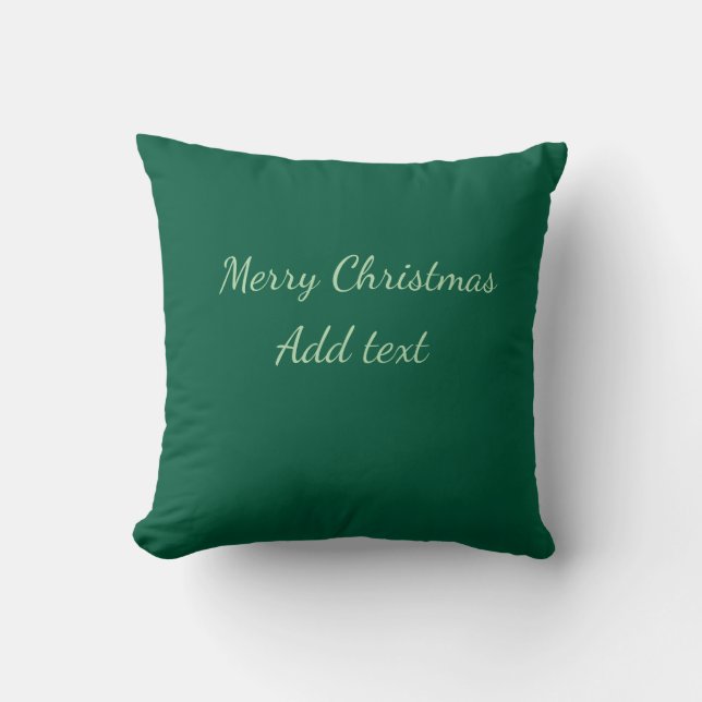Coussin Joyeux Noël vert fond simple solo férié (Recto)