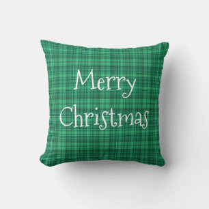Coussin Joyeux Noël Vert Plaid Pays Rétro