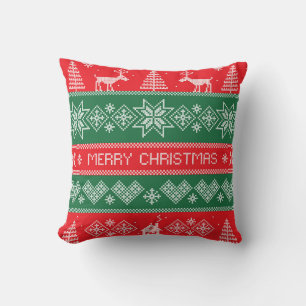 Coussin Joyeux Noël : vintage motif festif.