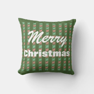Coussin Joyeux Noël Vintage Vert à Carreaux