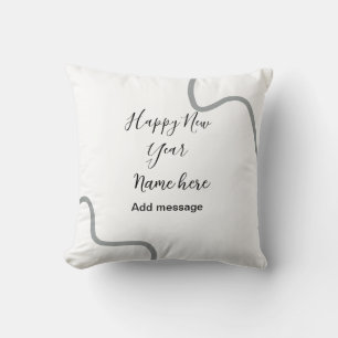 Coussin Joyeux nouvel an nom message gris simple vacances