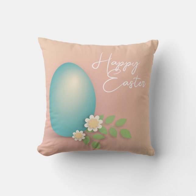 Coussin Joyeux Oeuf de Pâques pastel floral (Recto)