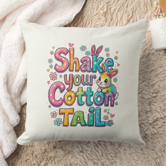 Coussin Joyeux Pâques de Pâques, secouez votre queue de co (Couverture)