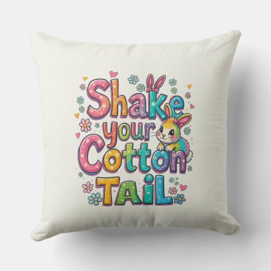 Coussin Joyeux Pâques de Pâques, secouez votre queue de co (Verso)