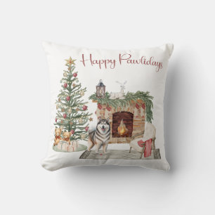 Coussin Joyeux Pawlidays Création Chien - Malamute d'Alask