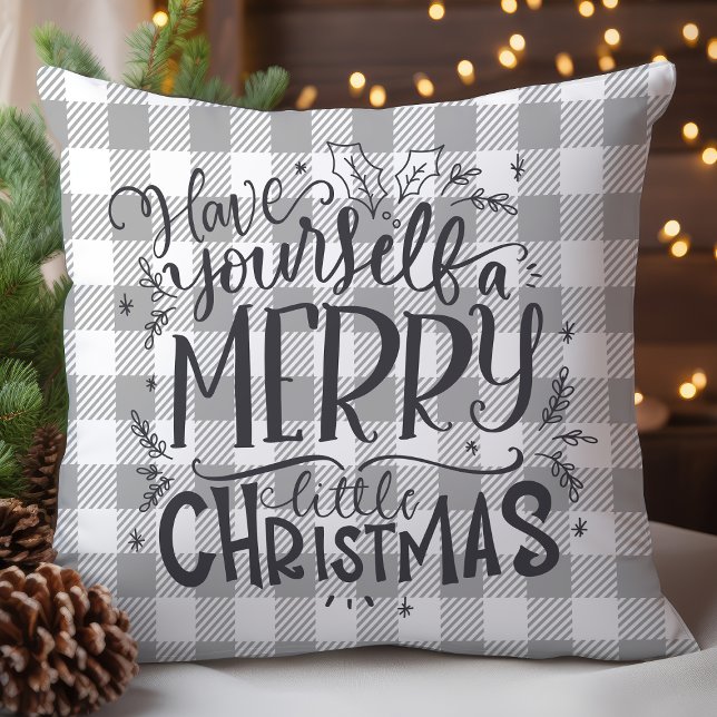 Coussin Joyeux Petit Buffle de Noël Plaid (Créateur téléchargé)