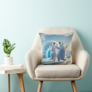 Coussin Joyeux Pingouins dansant