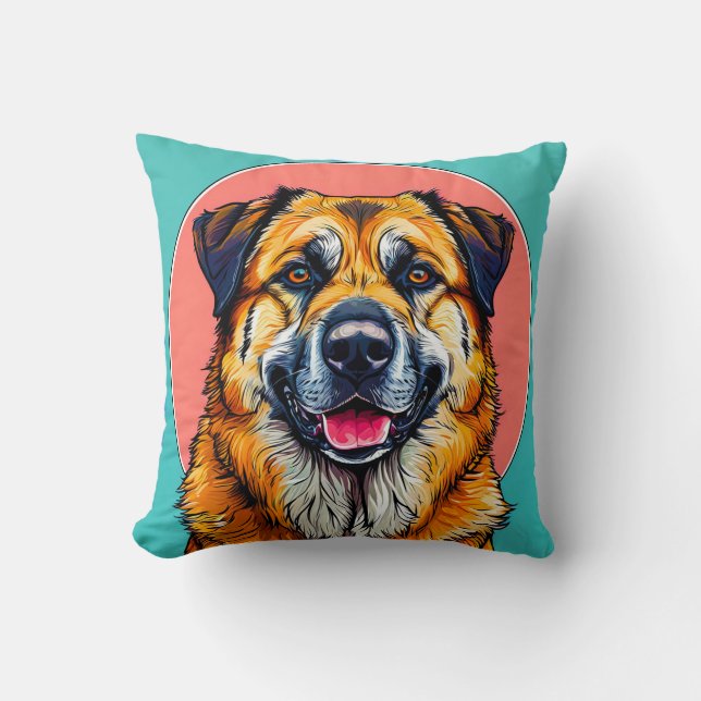 Coussin 🐾 Joyeux Pop Art Décoratif Chien 🐾 (Recto)
