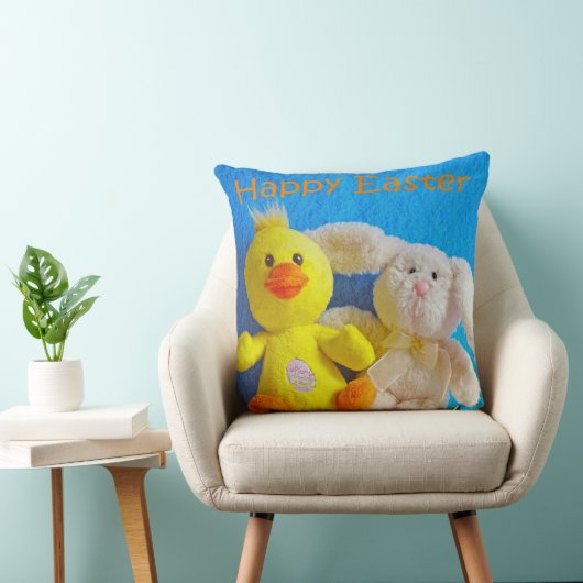 Coussin Joyeux poussin de Pâques + lapin (Chaise)