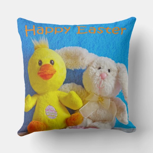 Coussin Joyeux poussin de Pâques + lapin (Verso)
