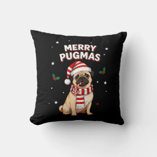 Coussin Joyeux Pugmas Mignon Noël Pug Amoureux des Chiens