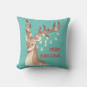 Coussin Joyeux rennes de Noël