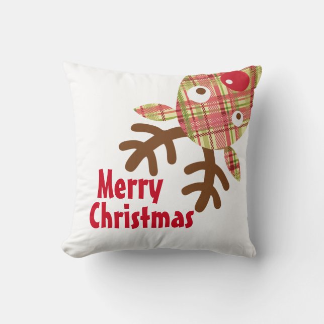 Coussin Joyeux rennes lunaires de Noël (Recto)