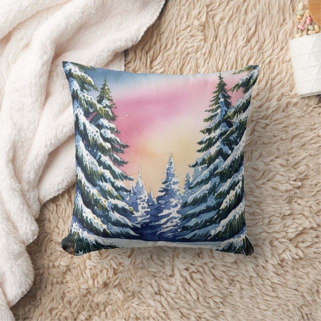 Coussin Joyeux sapins de Noël de luxe Rainbow Holiday (Couverture)
