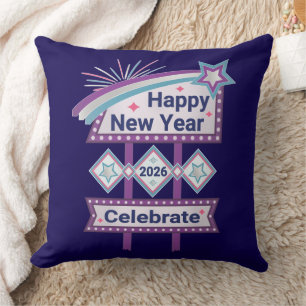 Coussin Joyeux signe du Nouvel An Retro - Célébrer la Marq