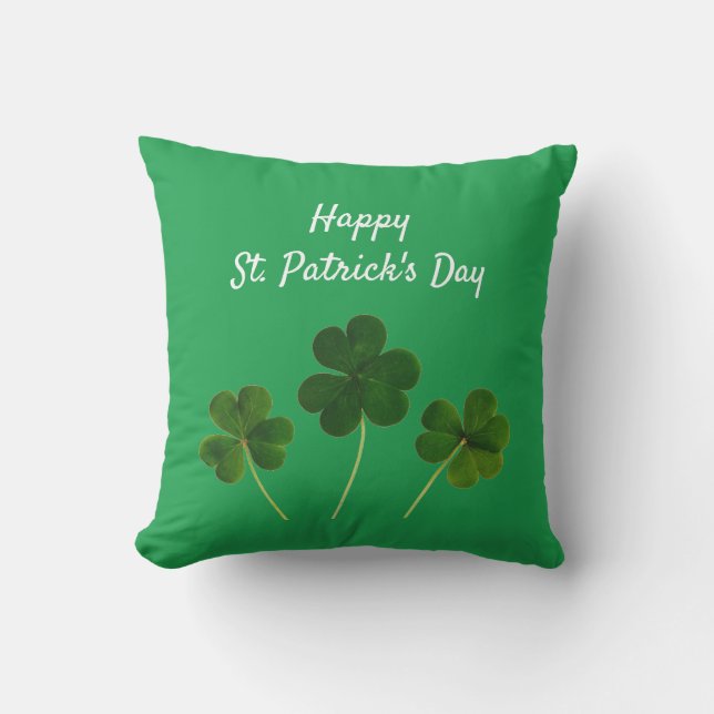 Coussin Joyeux St Patrick's Day Green Lucky Shamrocks (Recto)