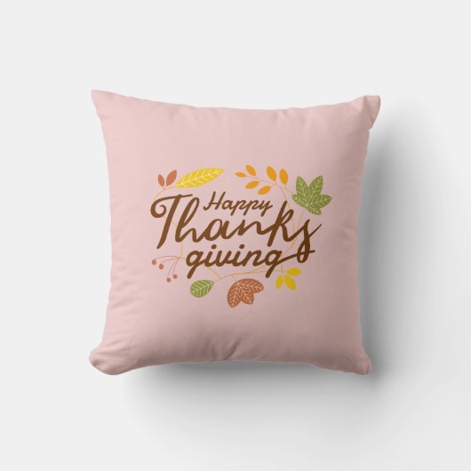 Coussin Joyeux Thanksgiving Moderne Décoration de feuille (Recto)