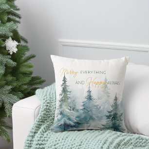 Coussin Joyeux Tout Toujours Heureux Arbres d'Hiver