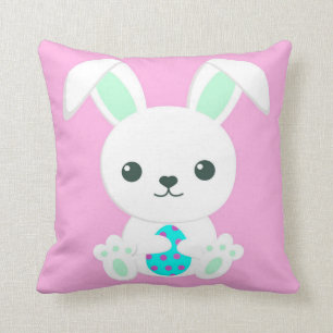 Coussin Joyeux vacances de Pâques Bunny Floral tendance Bu