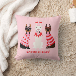 Coussin Joyeux Valentines Day Chiens Dobermann