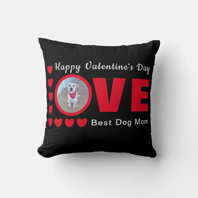 Coussin Joyeux Valentines Jour Chien Maman Amour Coeurs Ro (Recto)
