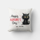 Coussin Joyeux Valentines Jour Drôle Chat Noir (Recto)