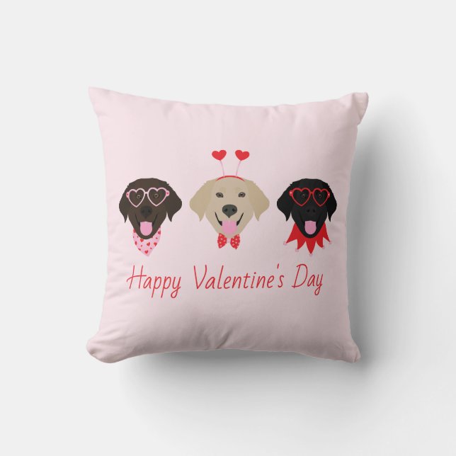 Coussin Joyeux Valentines Labrador Retriever Dogs (Recto)