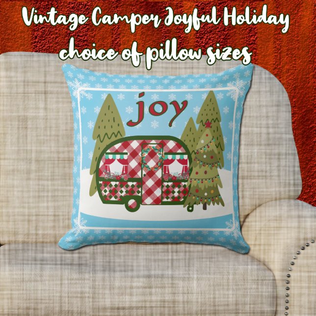 Coussin Joyeux Vintage Camper Holiday (Créateur téléchargé)