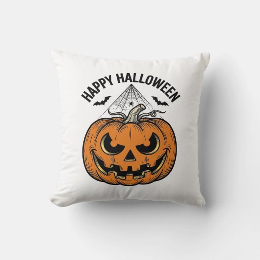 Coussin Joyeux visage de citrouille d'Halloween Création d (Recto)
