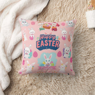 Coussin Joyeux voeux de Pâques - Motif Funny Bunny Pâques