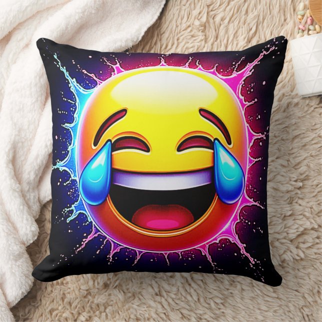 Coussin Joyful Splash: Laughing Emoji Art (Couverture)