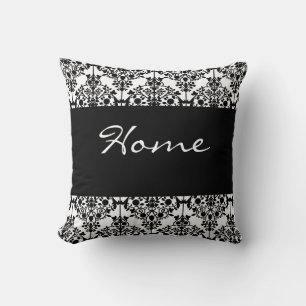 Coussin Jumbo noir et blanc Damas
