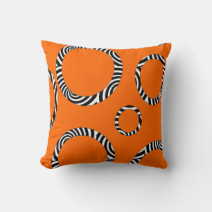 Coussin Jumbo Orange, Noir, Blancs Cercles triés