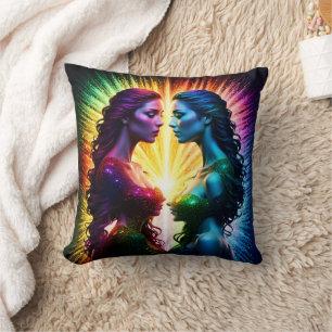 Coussin Jumeaux colorés Embrasser la lumière la nuit