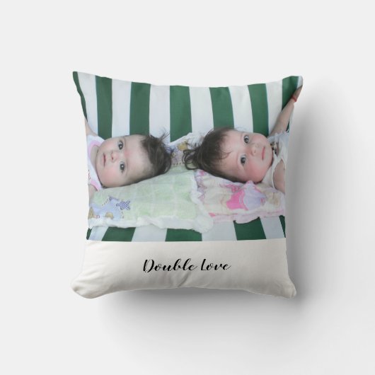 Coussin Jumeaux Double Amour, Motif de coeurs (Recto)