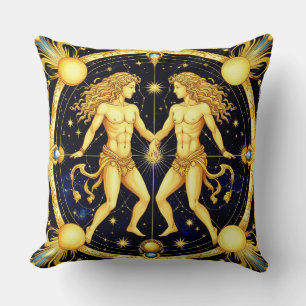 Coussin Jumeaux Gémeaux avec symboles astrals