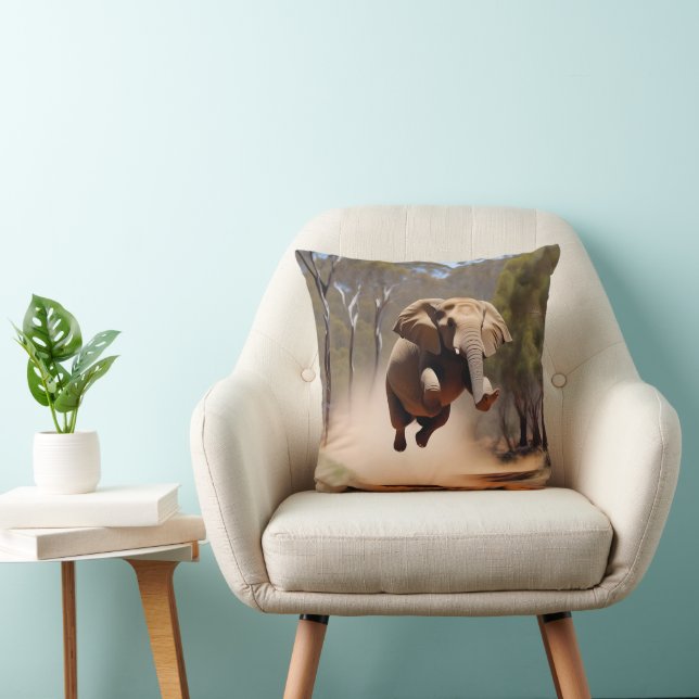 Coussin "Jumping Joy : Le saut des éléphants Animés" (Chaise)