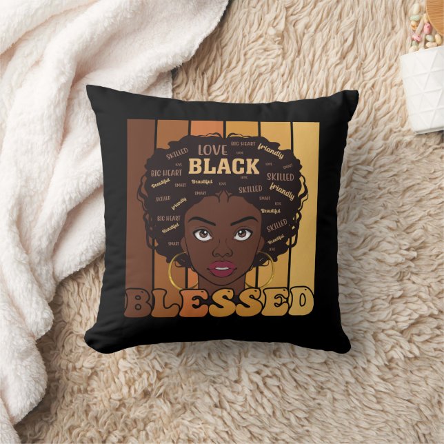 Coussin Juneteenth Mélanine Fille Afro-Américaine Noire (Couverture)