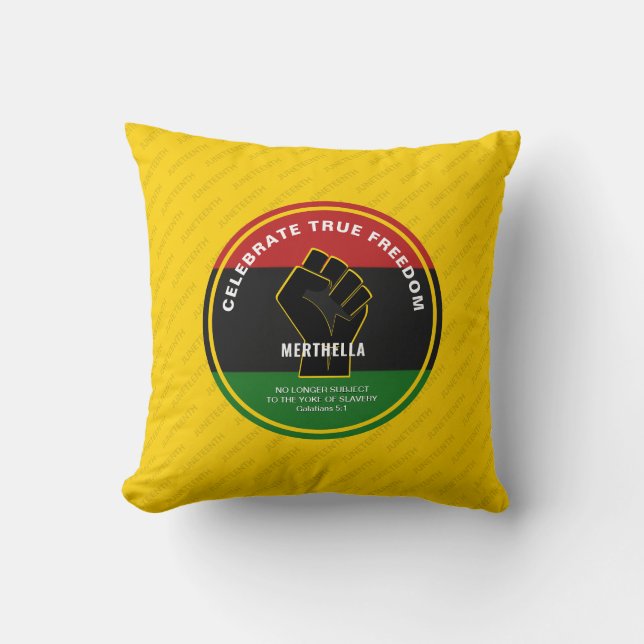 Coussin Juneteeth CÉLÉBRE LA VRAIE LIBERTÉ (Recto)