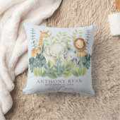 Coussin Jungle Animaux Garçons Bébé Naissance Statistiques (Couverture)